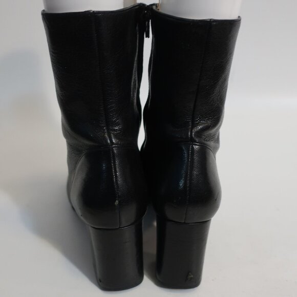 Womens Chanel Black Block Heel Interlocked CC Leather Ankle Booties 40 US/9.5-10 - Picture 7 of 14